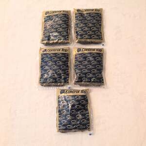 Silkies NewInPackage Vtg90s Lot (5) ControlTop Pantyhose Women's L Mocha/Taupe